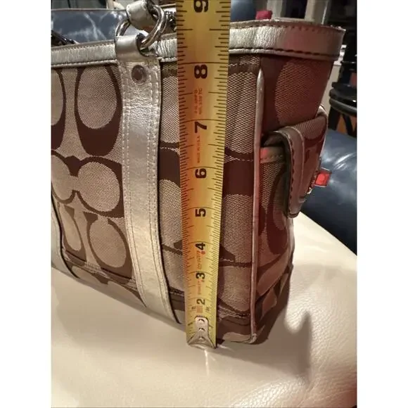 Vintage Coach Gallery East West Tote Bag In The Signature Canvas Leather Trim - Picture 11 of 16